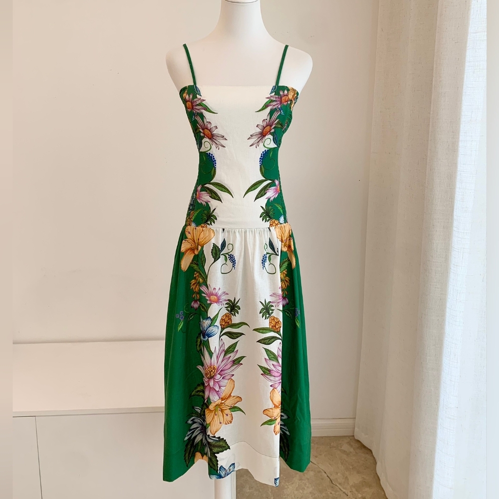 Farm Rio off-white sweet bloom dreamscape midi dress - Picture 7 of 13